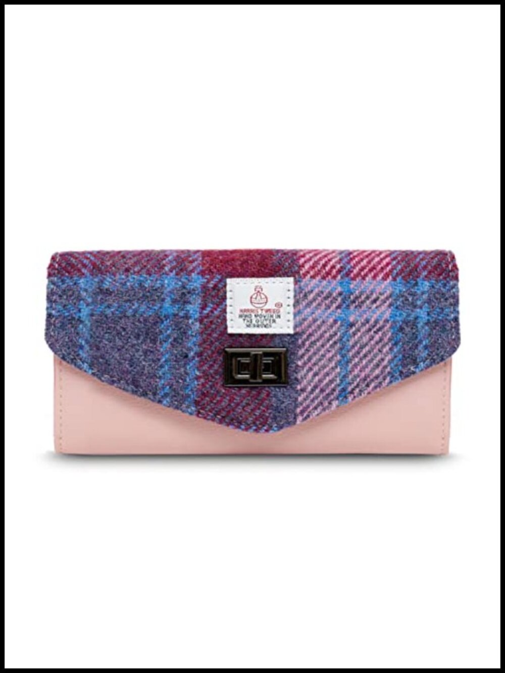Genuine Harris Tweed Clasp Purse with Suede Exterior, PU Leather Interior,